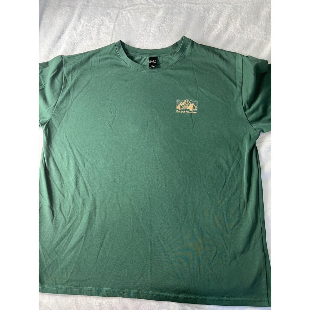 DAZY The Arid Mountain Graphic T-Shirt Green Crew Neck Short Sleeve Mens Large